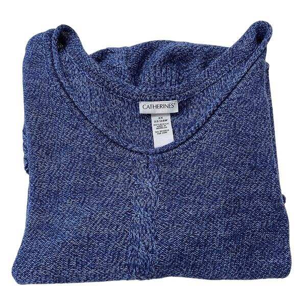 Catherines Sweater Blue Mid Cable Knit Light Flowy 3/4 Sweater Size 2X - Picture 8 of 8